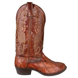 Laredo Men’s Brown Leather Snake Print Western Cowboy Boot Size US 10.5 D